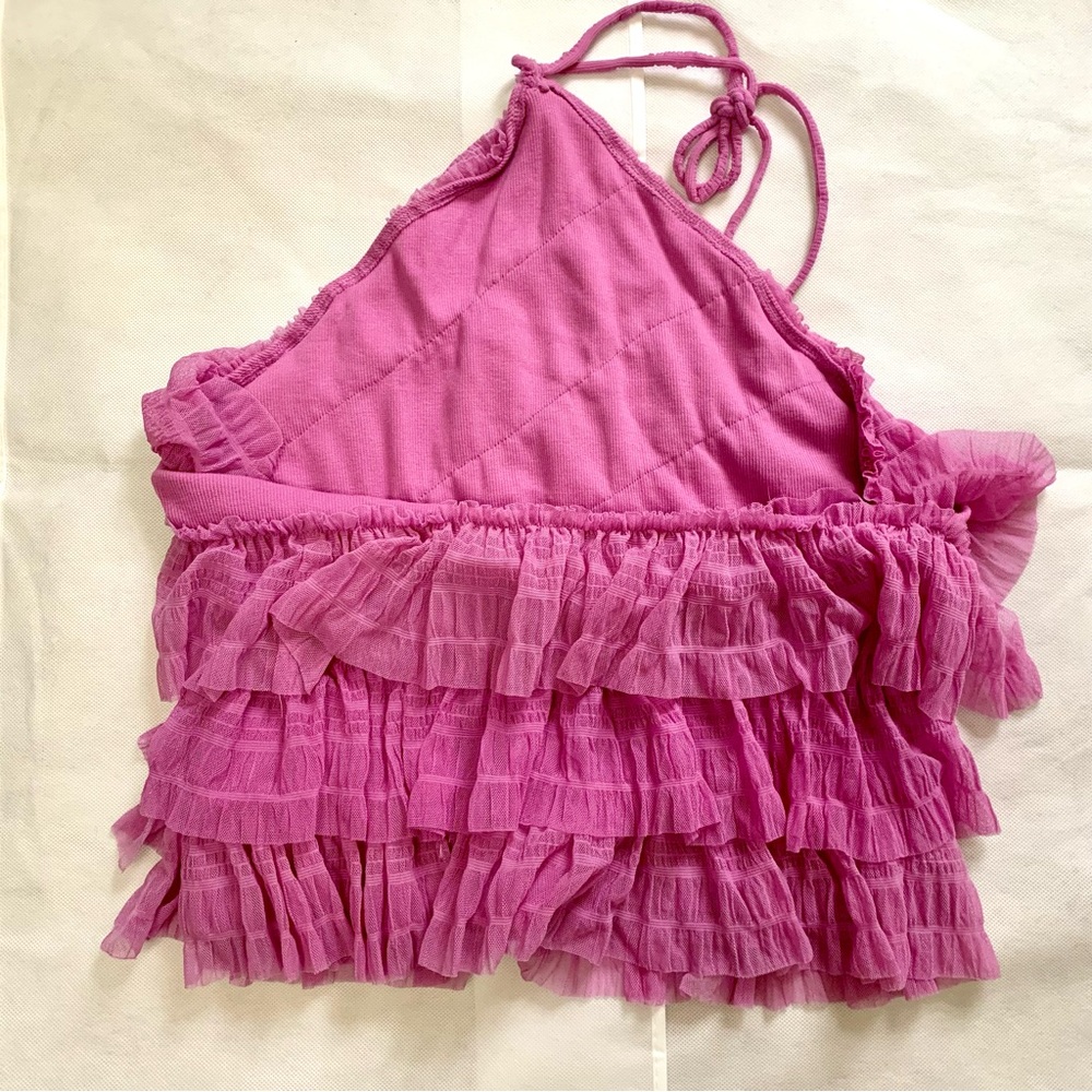 By Anthropologie Halter Ruffle Tank Top size L - Picture 6 of 7
